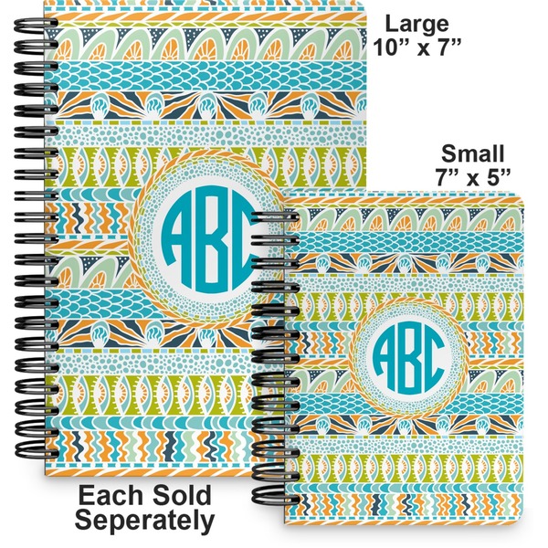 Abstract Teal Stripes Spiral Journal - Comparison
