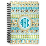 Abstract Teal Stripes Spiral Notebook - 7x10 w/ Monogram