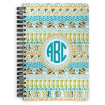 Abstract Teal Stripes Spiral Notebook - 7x10 w/ Monogram