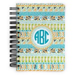Abstract Teal Stripes Spiral Notebook - 5x7 w/ Monogram