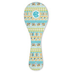 Abstract Teal Stripes Ceramic Spoon Rest (Personalized)