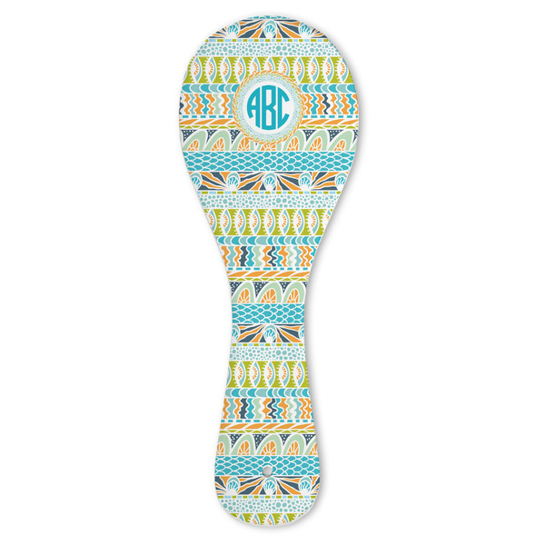 Custom Abstract Teal Stripes Ceramic Spoon Rest (Personalized)