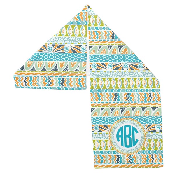 Abstract Teal Stripes Sports Towel Folded - Both Sides Showing