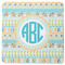 Abstract Teal Stripes Square Coaster Rubber Back - Single