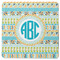 Abstract Teal Stripes Square Rubber Backed Coaster (Personalized)