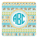 Abstract Teal Stripes Square Decal - Small (Personalized)