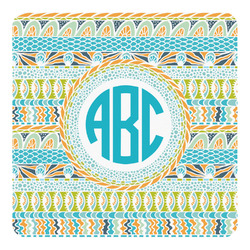 Abstract Teal Stripes Square Decal (Personalized)