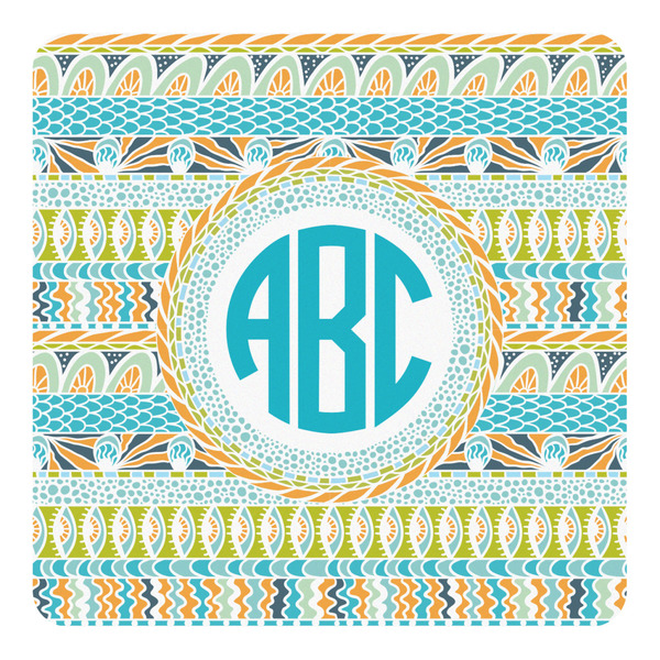 Custom Abstract Teal Stripes Square Decal - Medium (Personalized)