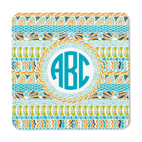 Abstract Teal Stripes Square Fridge Magnet - FRONT