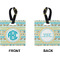 Abstract Teal Stripes Square Luggage Tag (Front + Back)