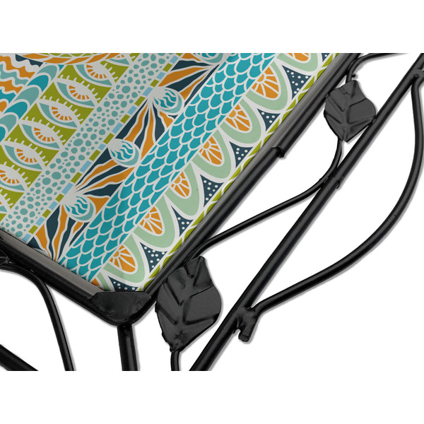 Abstract Teal Stripes Square Trivet - Detail