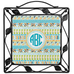Abstract Teal Stripes Square Trivet (Personalized)