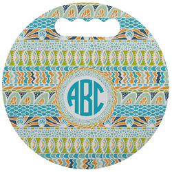 Abstract Teal Stripes Stadium Cushion (Round) (Personalized)
