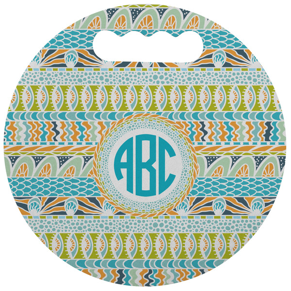 Custom Abstract Teal Stripes Stadium Cushion (Round) (Personalized)