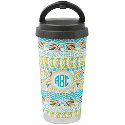 Abstract Teal Stripes Stainless Steel Coffee Tumbler (Personalized)