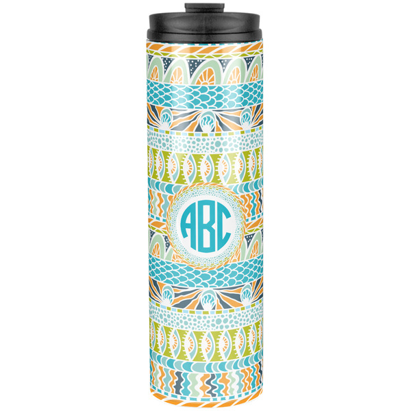 Custom Abstract Teal Stripes Stainless Steel Skinny Tumbler - 20 oz (Personalized)