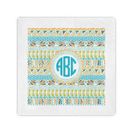 Abstract Teal Stripes Cocktail Napkins (Personalized)