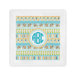 Abstract Teal Stripes Standard Cocktail Napkins (Personalized)