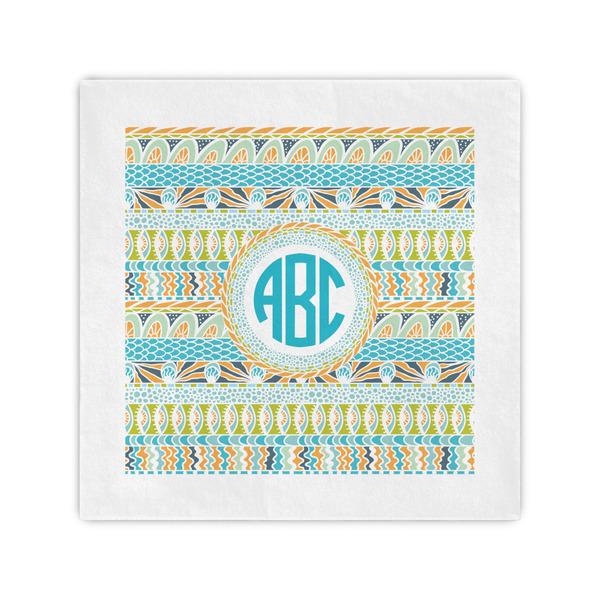 Custom Abstract Teal Stripes Cocktail Napkins (Personalized)