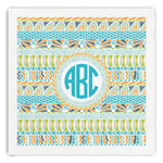 Abstract Teal Stripes Paper Dinner Napkins (Personalized)