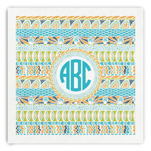 Custom Abstract Teal Stripes Paper Dinner Napkins (Personalized)
