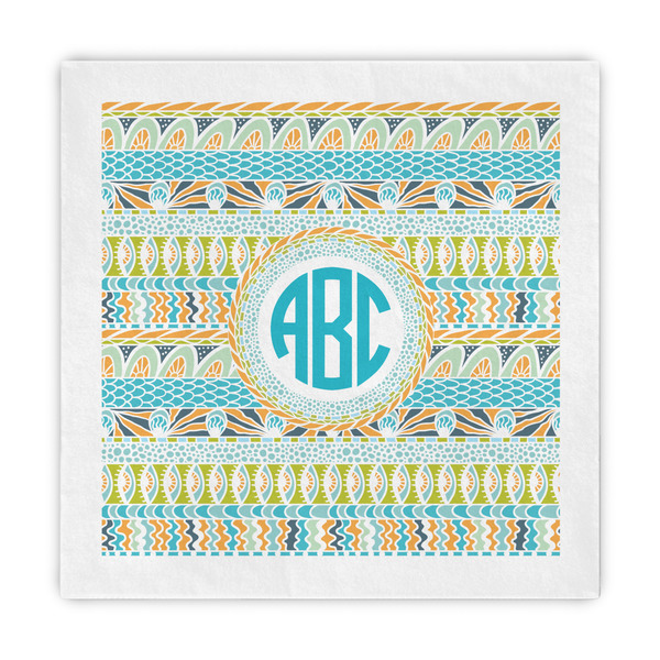 Custom Abstract Teal Stripes Standard Decorative Napkins (Personalized)