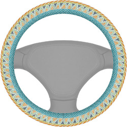 Abstract Teal Stripes Steering Wheel Cover (Personalized)