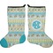 Abstract Teal Stripes Holiday Stocking - Double-Sided - Neoprene (Personalized)