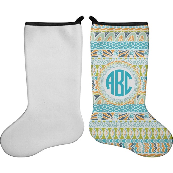 Abstract Teal Stripes Stocking - Single-Sided - Approval