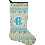 Abstract Teal Stripes Holiday Stocking - Neoprene (Personalized)