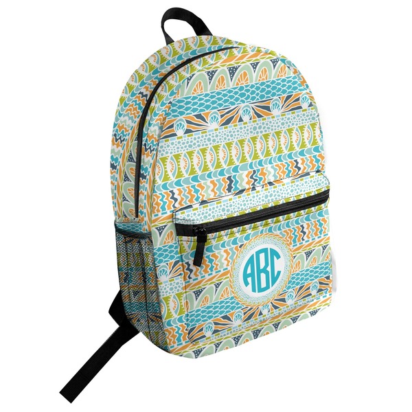 Custom Abstract Teal Stripes Student Backpack (Personalized)