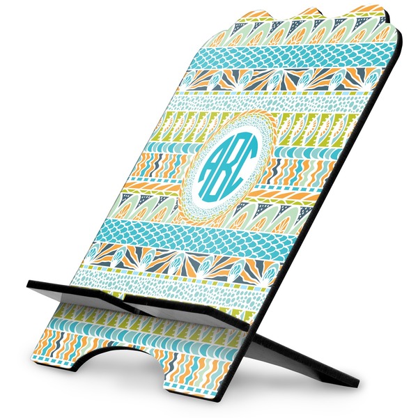 Custom Abstract Teal Stripes Stylized Tablet Stand (Personalized)