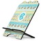 Abstract Teal Stripes Stylized Tablet Stand - Side View