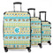 Abstract Teal Stripes Suitcase Set 1 - MAIN