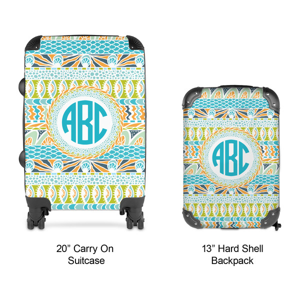 Abstract Teal Stripes Suitcase Set 4 - APPROVAL