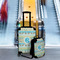 Abstract Teal Stripes Suitcase Set 4 - IN CONTEXT