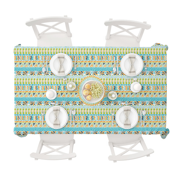 Abstract Teal Stripes Tablecloths (58"x102") - TOP VIEW