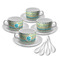 Abstract Teal Stripes Tea Cup - Set of 4