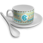 Abstract Teal Stripes Tea Cup (Personalized)
