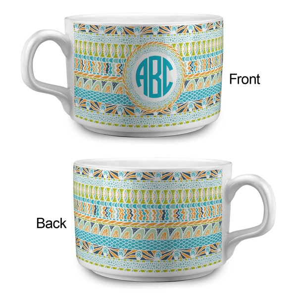 Abstract Teal Stripes Tea Cup - Single Apvl