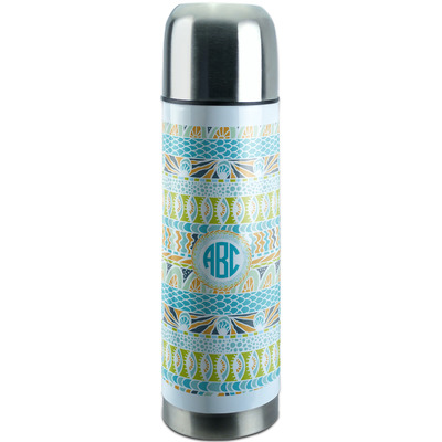 Abstract Teal Stripes Stainless Steel Thermos (Personalized)
