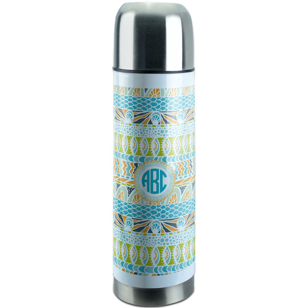 Custom Abstract Teal Stripes Stainless Steel Thermos (Personalized)