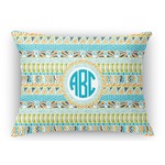 Abstract Teal Stripes Rectangular Throw Pillow Case (Personalized)