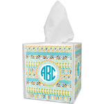 Abstract Teal Stripes Tissue Box Cover (Personalized)