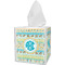 Abstract Teal Stripes Tissue Box Cover (Personalized)