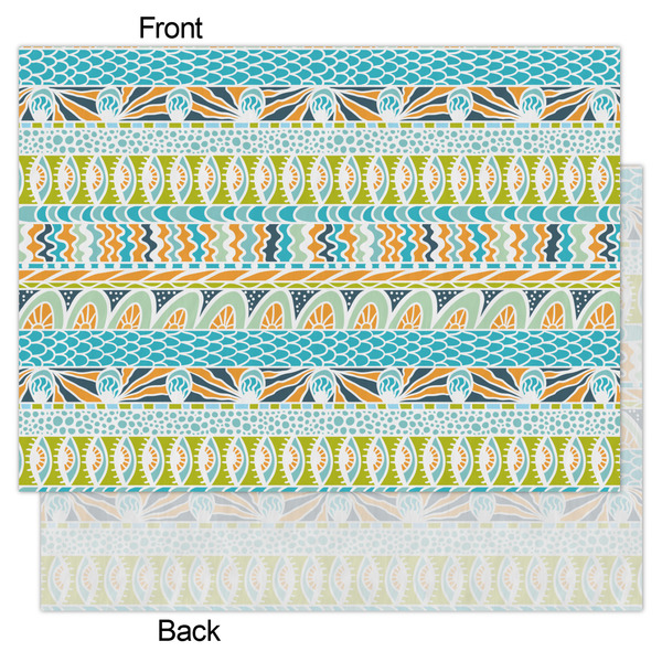 Abstract Teal Stripes Tissue Paper - Heavyweight - Large - Front & Back