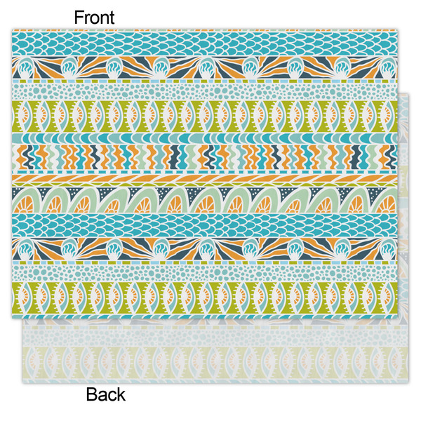 Abstract Teal Stripes Tissue Paper - Heavyweight - Medium - Front & Back