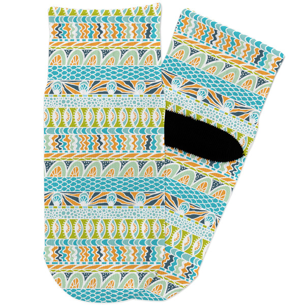 Custom Abstract Teal Stripes Toddler Ankle Socks