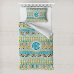 Abstract Teal Stripes Toddler Bedding w/ Monogram