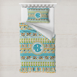 Abstract Teal Stripes Toddler Bedding w/ Monogram